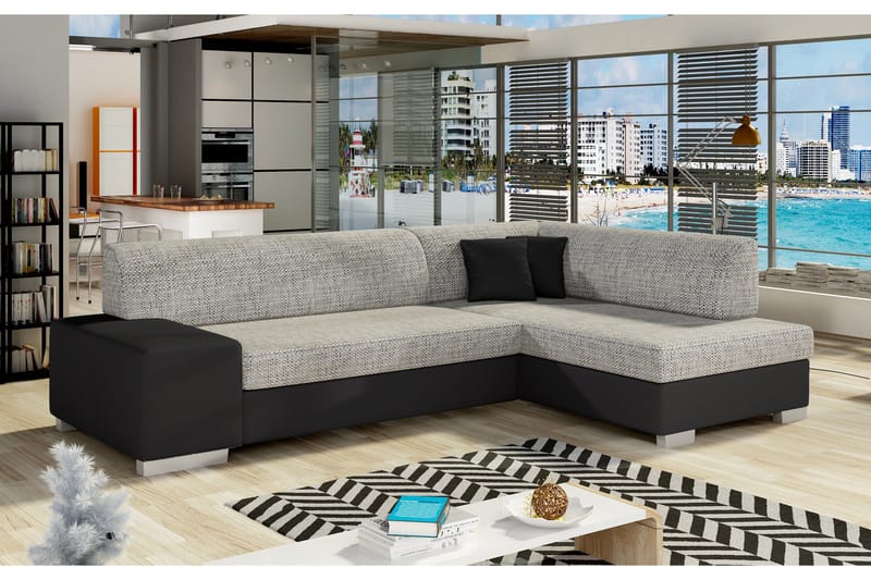 Tietaz Sovesofa med Divan - Grå/Svart - Møbler - Sofaer - Sovesofaer