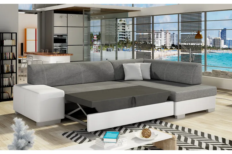 Tietaz Sovesofa med Divan - Grå/Svart - Møbler - Sofaer - Sovesofaer