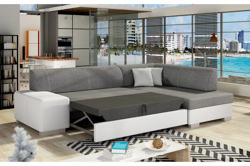 Tietaz Sovesofa med Divan - Grå/Svart - Møbler - Sofaer - Sovesofaer