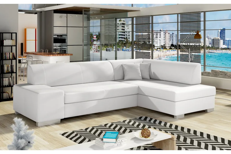 Tietaz Sovesofa med Divan - Hvit - Møbler - Sofaer - Sovesofaer