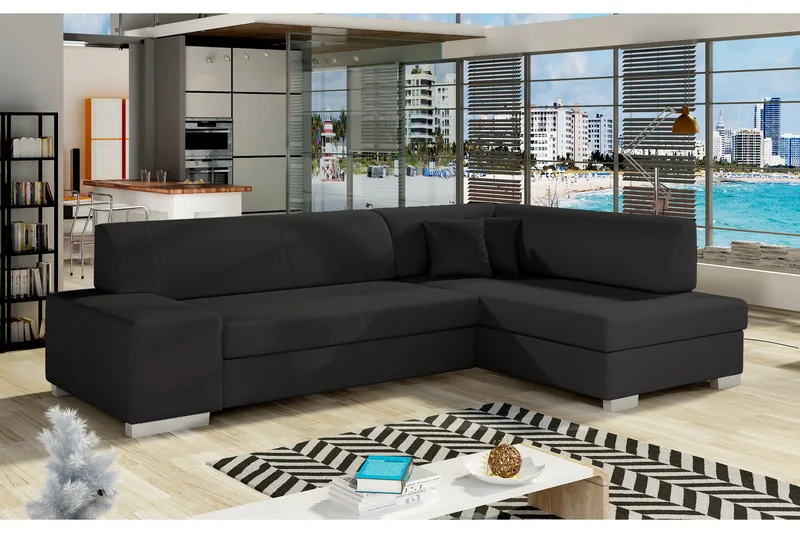 Tietaz Sovesofa med Divan - Svart - Møbler - Sofaer - Sovesofaer