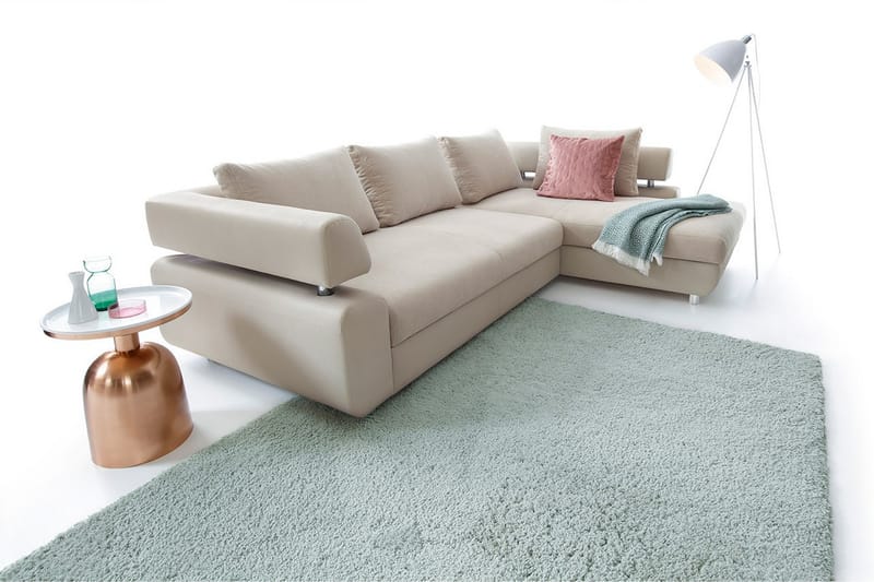 Tiffany L-Sovesofa Høyre - Beige - Sovesofaer - Sovesofa divan - Skinnsofaer - Fløyel sofaer