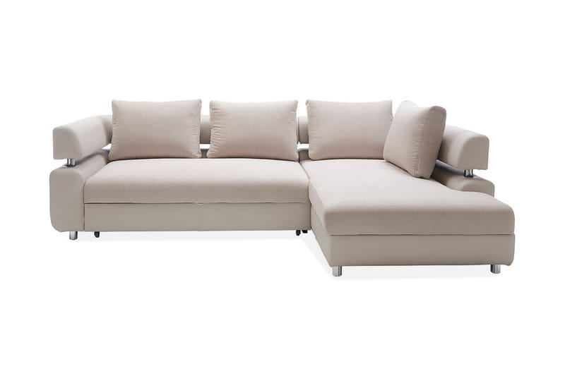 Tiffany L-Sovesofa Høyre - Beige - Sovesofaer - Sovesofa divan - Skinnsofaer - Fløyel sofaer