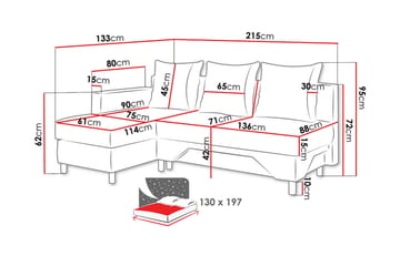 Tom Divansovesofa 215x133x72 cm - Møbler - Sofaer - Sovesofaer