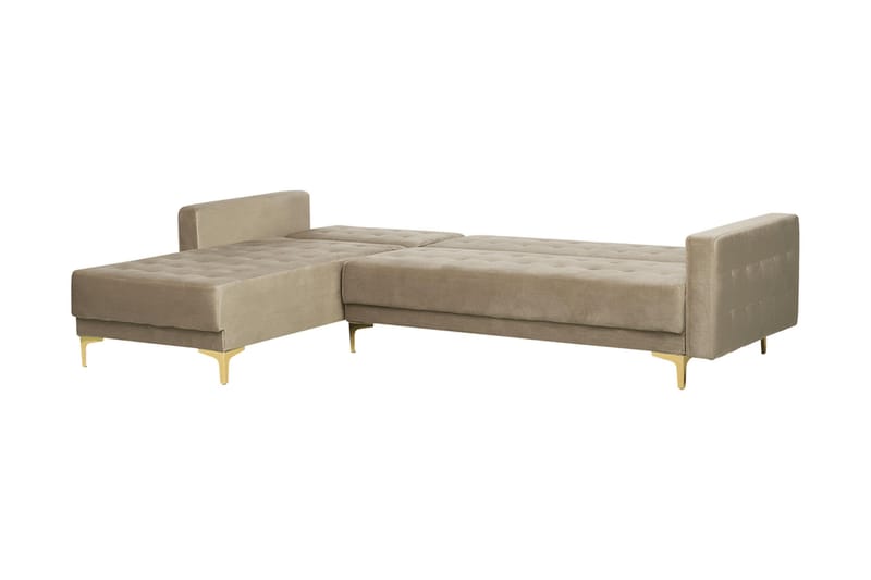 Toomey Hjørnesovesofa Høyre Fløyel - Beige - Møbler - Sofaer - Sovesofaer