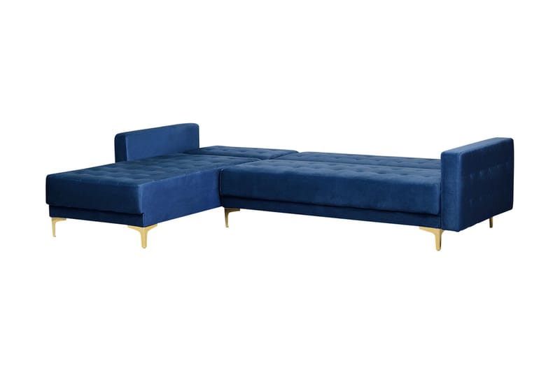 Toomey Hjørnesovesofa Høyre Fløyel - Blå - Møbler - Sofaer - Sovesofaer