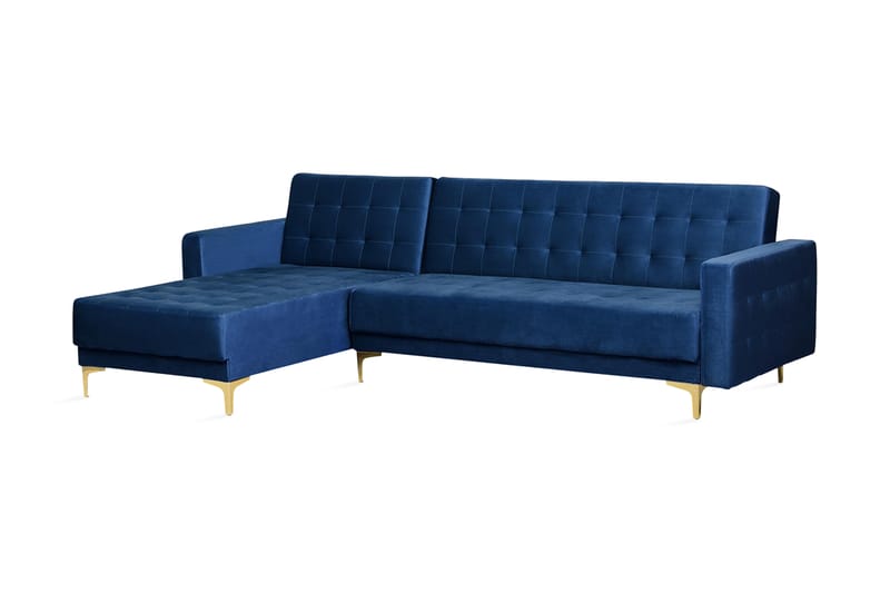 Toomey Hjørnesovesofa Høyre Fløyel - Blå - Møbler - Sofaer - Sovesofaer