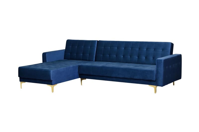 Toomey Hjørnesovesofa Høyre Fløyel - Blå - Møbler - Sofaer - Sovesofaer