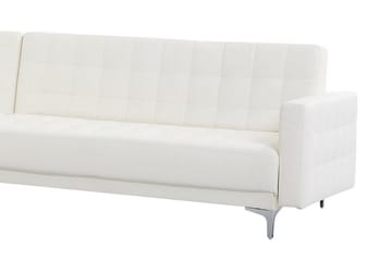 Toomey Hjørnesovesofa Høyre med Fotskammel Kunstlær - Hvit - Møbler - Sofaer - Sovesofaer
