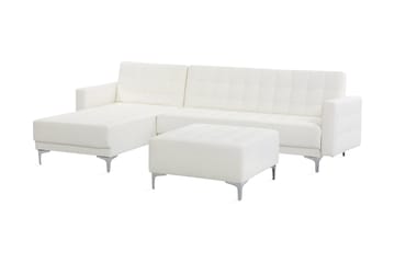 Toomey Hjørnesovesofa Høyre med Fotskammel Kunstlær - Hvit - Møbler - Sofaer - Sovesofaer