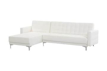 Toomey Hjørnesovesofa Høyre med Fotskammel Kunstlær - Hvit - Møbler - Sofaer - Sovesofaer