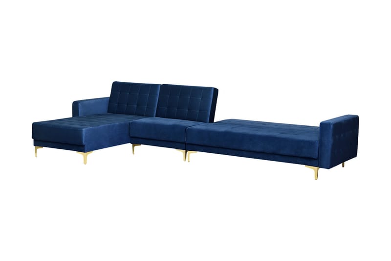 Toomey Hjørnesovesofa Large Høyre Fløyel - Blå - Møbler - Sofaer - Sovesofaer