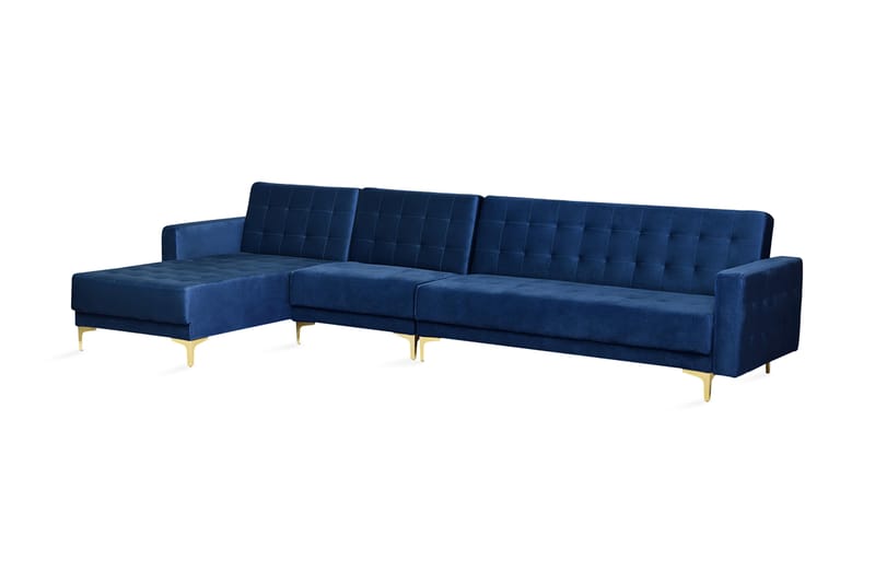 Toomey Hjørnesovesofa Large Høyre Fløyel - Blå - Møbler - Sofaer - Sovesofaer