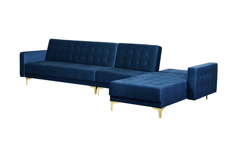 Toomey Hjørnesovesofa Large Venstre Fløyel - Blå - Møbler - Sofaer - Sovesofaer
