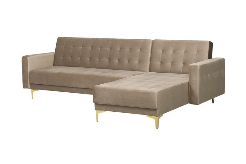 Toomey Hjørnesovesofa Venstre Fløyel - Beige - Møbler - Sofaer - Sovesofaer