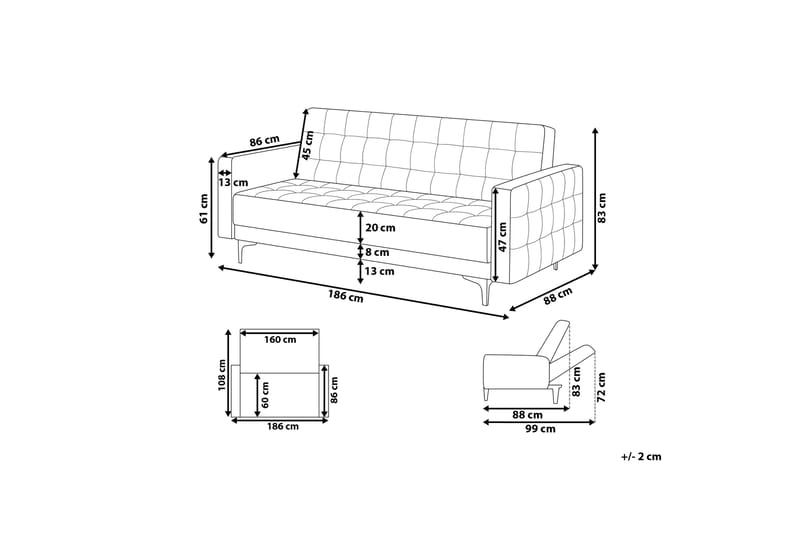 Toomey Sovesofa - Blå - Sovesofaer - 3 seters sovesofa