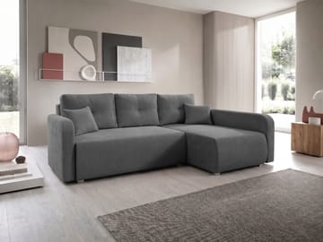 Toren sovesofa med oppbevaring og divan høyre - Grå - Møbler - Sofaer - Sovesofaer