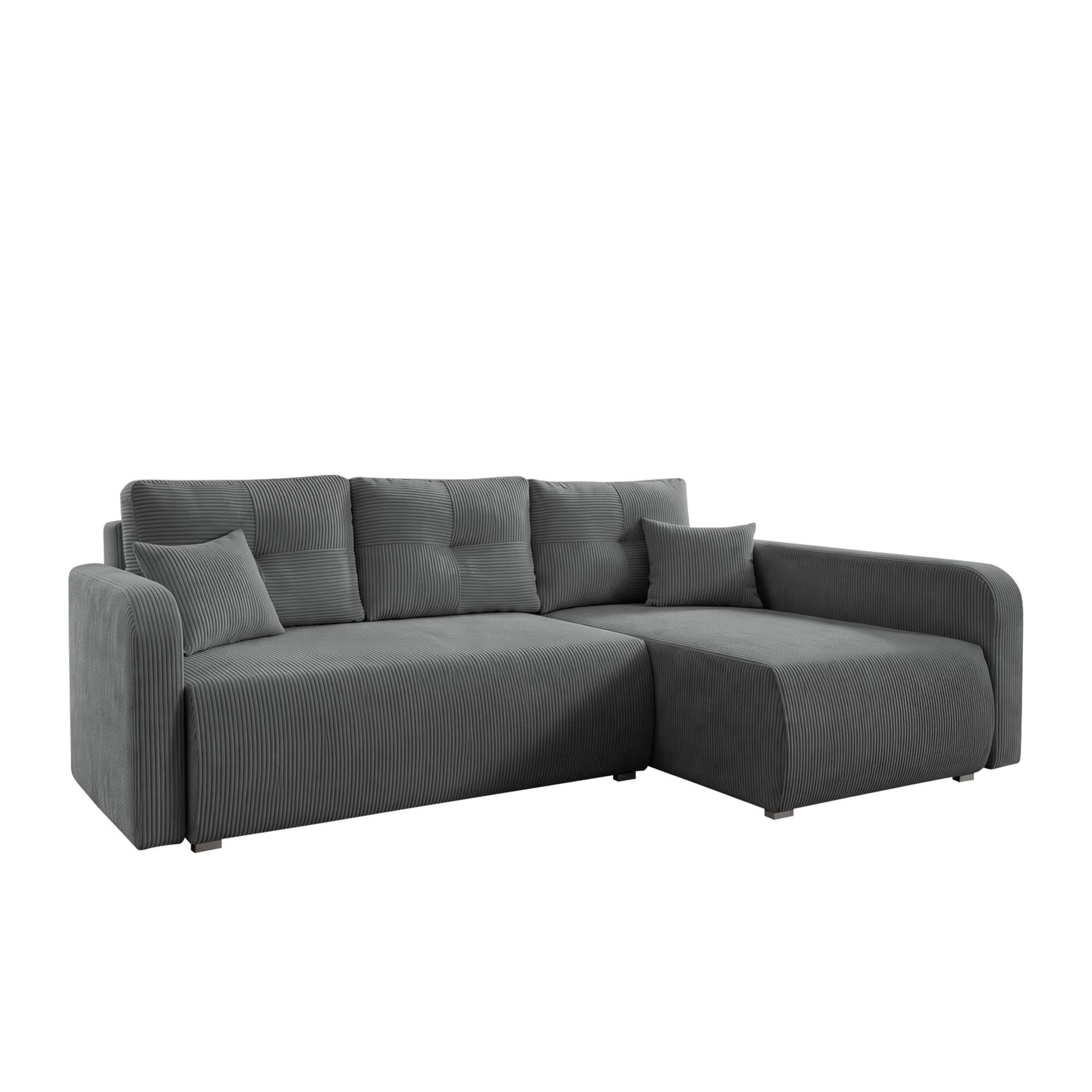 Toren sovesofa med oppbevaring og divan høyre - Grå