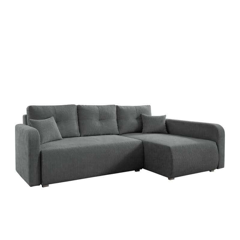 Toren sovesofa med oppbevaring og divan høyre, Grå
