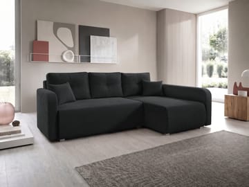 Toren sovesofa med oppbevaring og divan høyre - Svart - Møbler - Sofaer - Sovesofaer