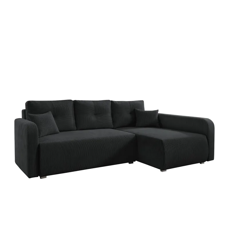 Toren sovesofa med oppbevaring og divan høyre, Svart