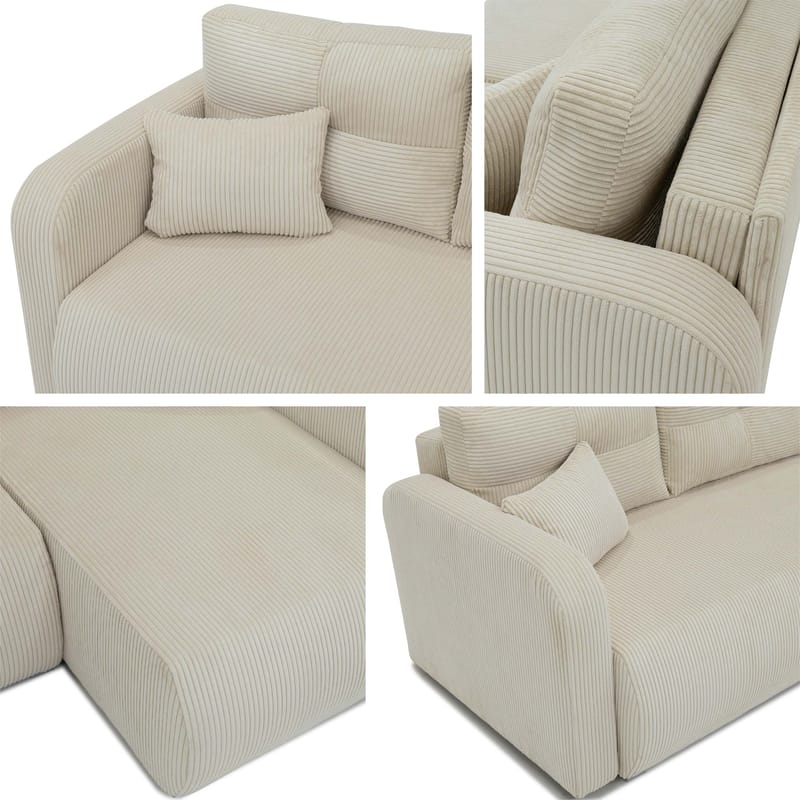 Toren sovesofa med oppbevaring og divan venstre - Beige - Møbler - Sofaer - Sovesofaer