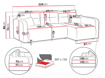 Toren sovesofa med oppbevaring og divan venstre - Beige - Møbler - Sofaer - Sovesofaer
