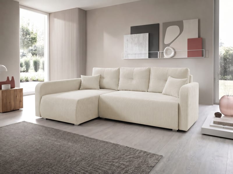 Toren sovesofa med oppbevaring og divan venstre - Beige - Møbler - Sofaer - Sovesofaer