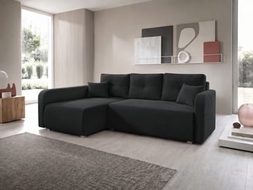 Toren sovesofa med oppbevaring og divan venstre - Svart - Møbler - Sofaer - Sovesofaer