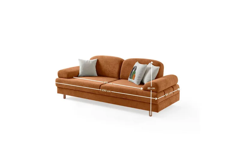 Torrelis Sovesofa 3-seter - Terrakotta - Møbler - Sofaer - Sovesofaer