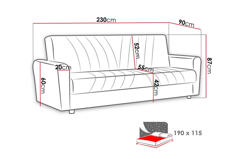 Torskudden Sofa - Brun - Sovesofaer - 4 seters sovesofa - Fløyel sofaer