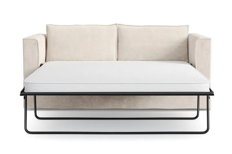 Travstad 3-seters sovesofa i chenille, fremoverutslått - Beige - Møbler - Sofaer - Sovesofaer