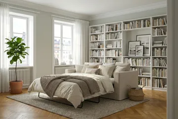 Travstad 3-seters sovesofa i chenille, fremoverutslått - Beige - Møbler - Sofaer - Sovesofaer