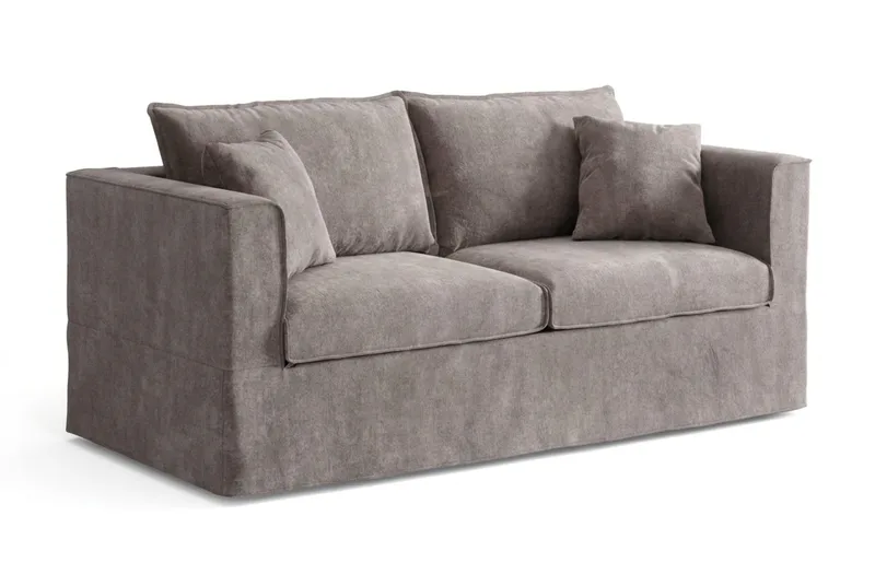 Travstad 3-seters sovesofa i chenille, fremoverutslått - Grå - Møbler - Sofaer - Sovesofaer