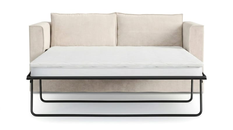 Travstad 3-seters sovesofa med HVILA overmadrass 140x200 cm latex med vaskbart trekk - Beige/hvit - Møbler - Sofaer - Sovesofaer - 3 seters sovesofa