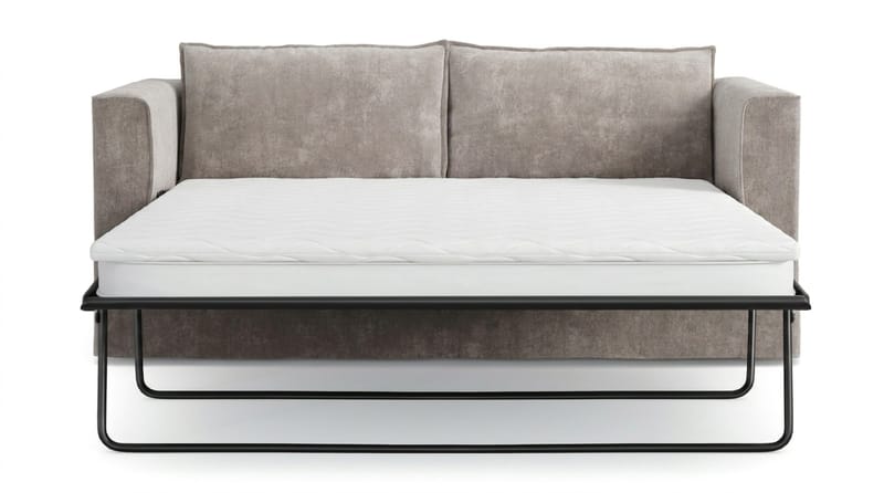 Travstad 3-seters sovesofa med HVILA overmadrass 140x200 cm memoryskum med vaskbart trekk - Grå/hvit - Møbler - Sofaer - Sovesofaer - 3 seters sovesofa