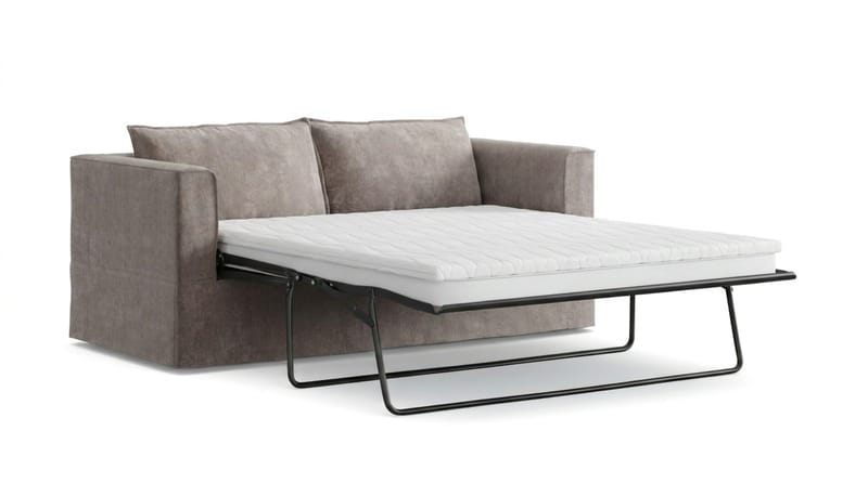 Travstad 3-seters sovesofa med HVILA overmadrass 140x200 cm memoryskum med vaskbart trekk - Grå/hvit - Møbler - Sofaer - Sovesofaer - 3 seters sovesofa