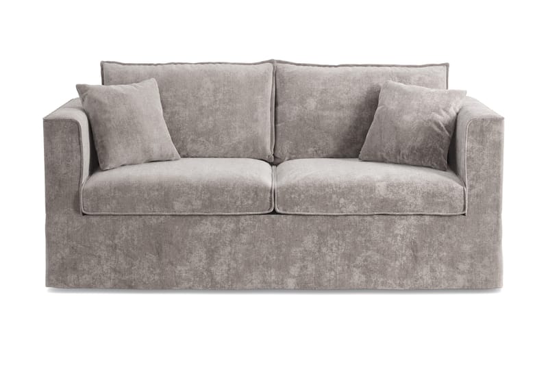 Travstad 3-seters sovesofa med HVILA overmadrass 140x200 cm memoryskum med vaskbart trekk, Grå/hvit