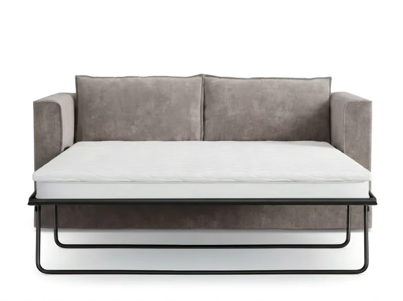 Travstad 3-seters sovesofa med HVILA overmadrass 140x200 cm polyeterskum med vaskbart trekk - Grå - Møbler - Sofaer - Sovesofaer