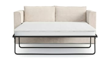Travstad 3-seters sovesofa med HVILA overmadrass 140x200 cm polyeterskum vendbar sommer- og vinterside og vaskbart trekk - Beige - Møbler - Sofaer - Sovesofaer