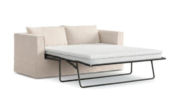 Travstad 3-seters sovesofa med HVILA overmadrass 140x200 cm polyeterskum vendbar sommer- og vinterside og vaskbart trekk - Beige - Møbler - Sofaer - Sovesofaer