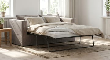 Travstad 3-seters sovesofa med HVILA overmadrass 140x200 cm polyeterskum med vaskbart trekk - Grå - Møbler - Sofaer - Sovesofaer