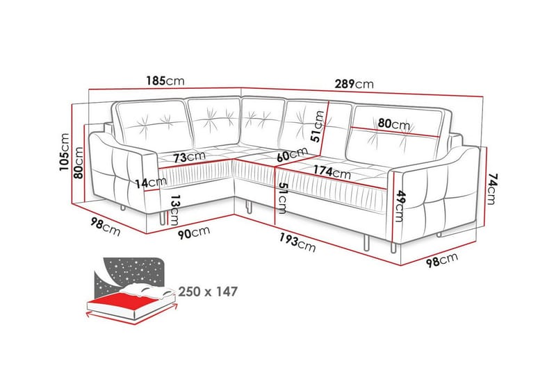 Tregaron 4-seters Hjørnesovesofa - Beige/Lys Beige - Sovesofaer - Hjørnesovesofa