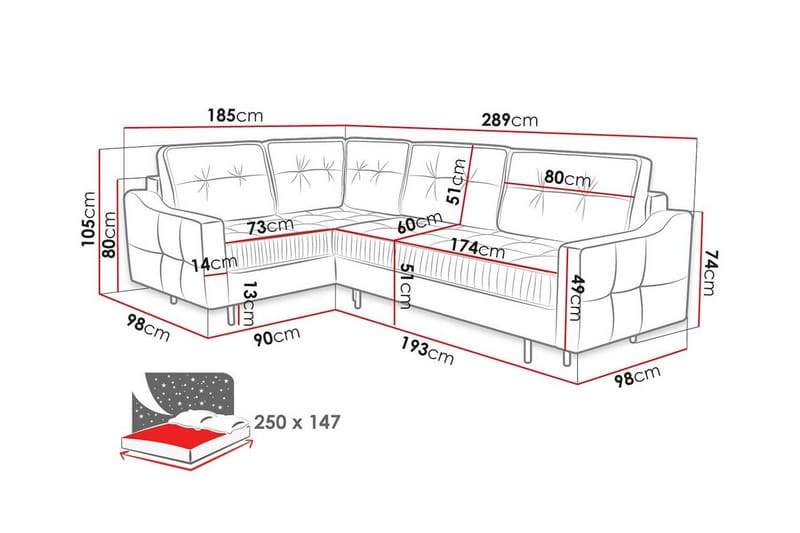 Tregaron 4-seters Hjørnesovesofa - Gul-Grønn - Møbler - Sofaer - Sovesofaer