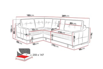 Tregaron 4-seters Hjørnesovesofa - Mørkegrå - Møbler - Sofaer - Sovesofaer