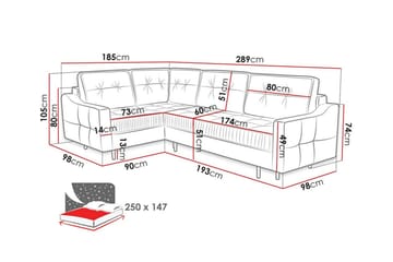 Tregaron 4-seters Hjørnesovesofa - Mørkerød - Møbler - Sofaer - Sovesofaer