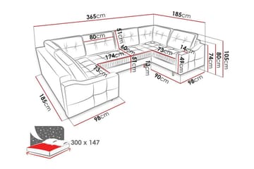 Tregaron 5-seters Hjørnesovesofa - Mørkeblå - Møbler - Sofaer - Sovesofaer