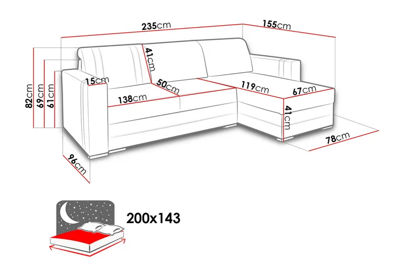 Trendy Divansovesofa 235x155x82 cm - Møbler - Sofaer - Sovesofaer