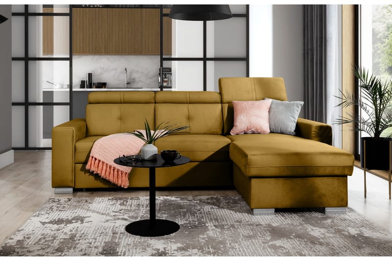 Trent Sovesofa m. Divan med Oppbevaring 3-seter - Gul - Møbler - Sofaer - Sovesofaer