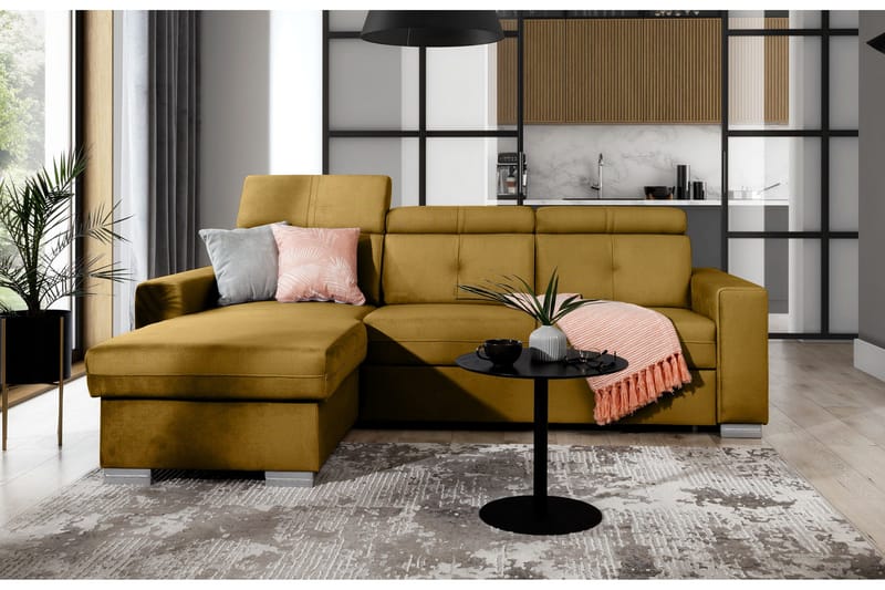 Trent Sovesofa m. Divan med Oppbevaring 3-seter - Gul - Møbler - Sofaer - Sovesofaer